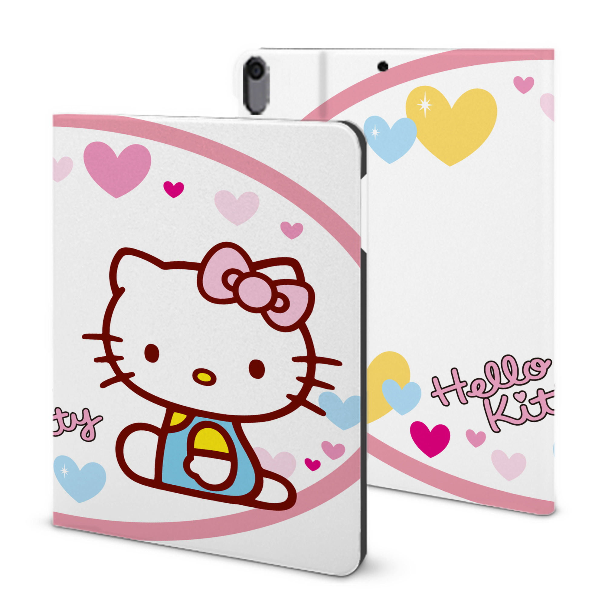（画像用） Hello Kitty ハローキティ IPad ケース ブック型 PUレザー TPU 耐衝撃 軽量 薄型 ペン収納なし 全面保護 IPad 各モデル対応